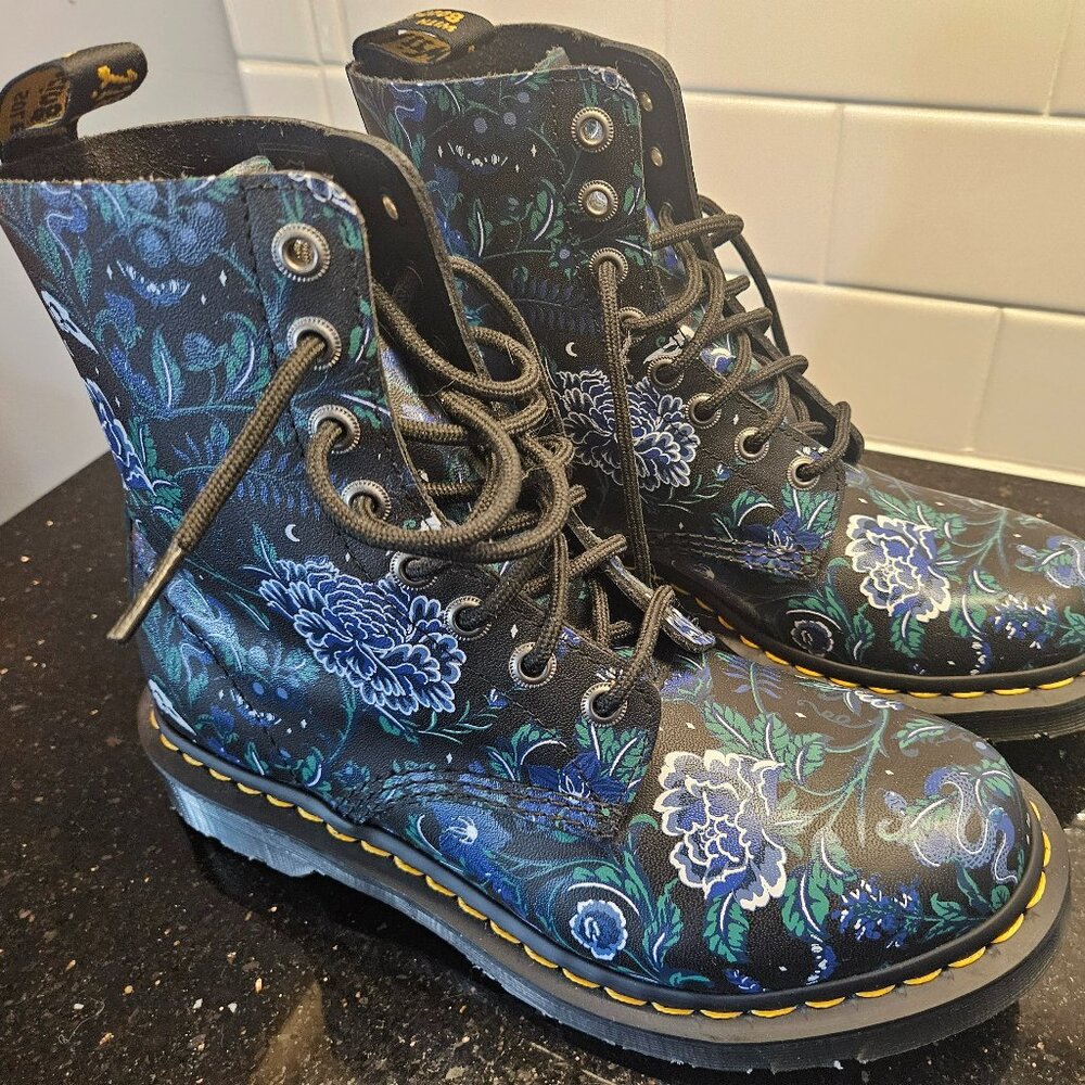 Dr. Martens Black Floral Lace-Up Boots